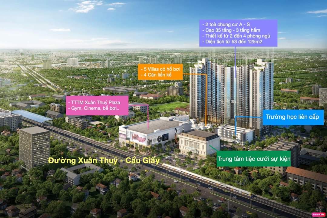 Cho thuê căn góc 3 ngủ, full đồ, view hướng Nam toàn cảnh không gian dự án Mipec Rubik Xuân Thủy